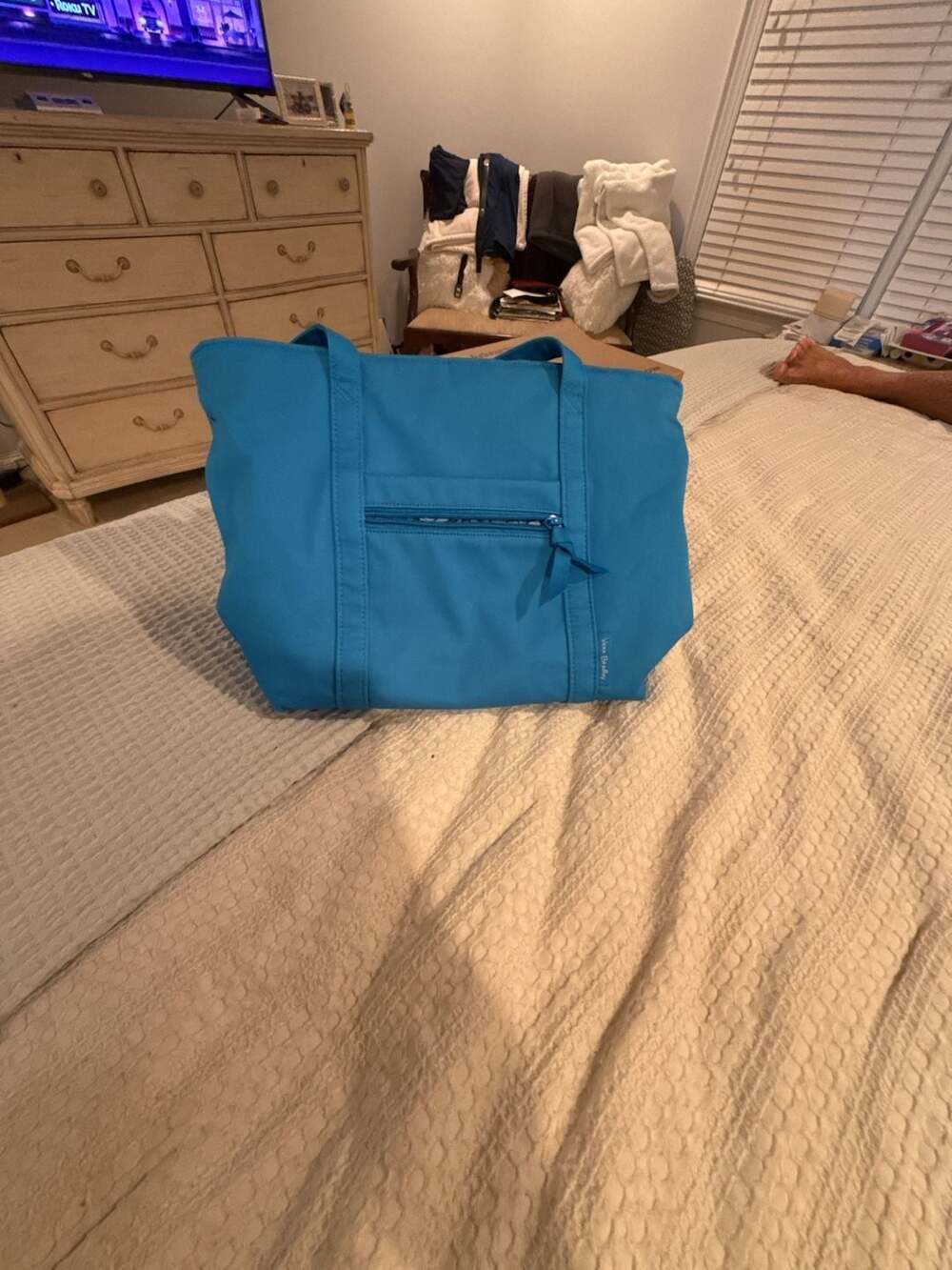 Vera Bradley Small Vera Tote Bag Blue Aster Cotton